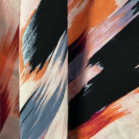 Multi-coloured DKNY wrap skirt, midi length with matching ring belt - Picture 3 of 4